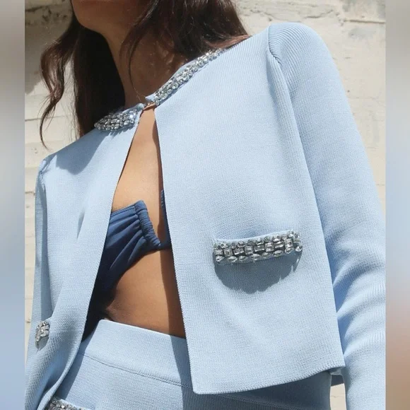 Zara Jewel plain knit cardigan - Picture 2 of 7